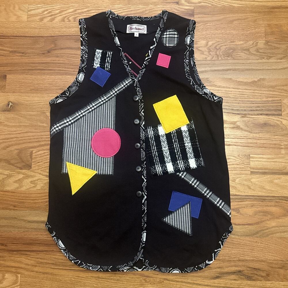 Vtg 80s Pop Fiber Art Bechamel Abstract Textured Vest Size Small Art Teacher